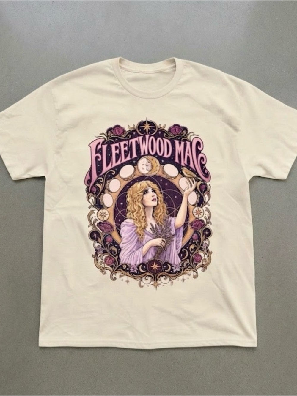 Fleetwood Mac Stevie Nicks Moon Graphic Cream Soft Gildan T-Shirt